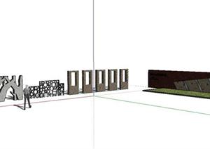 2款现代风格景观墙设计SketchUp(SU(草图大师))3D模型