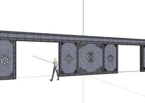 某广场中式景墙设计SketchUp(SU(草图大师))3D模型