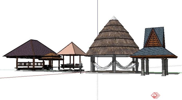 5款东南亚风格亭子设计SketchUp(SU)3D模型