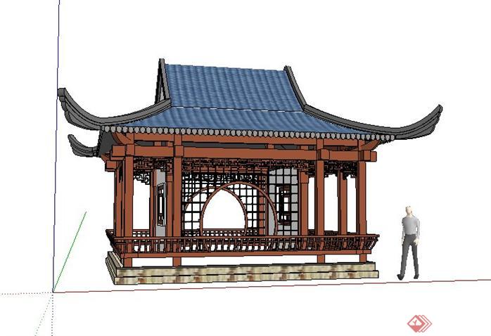 某公园中式古典景观亭设计SketchUp(SU)3D模型