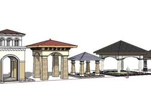 六款居住区欧式景观亭设计SketchUp(SU(草图大师))3D模型