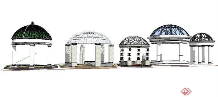 五款欧式圆形景观亭设计SketchUp(SU)3D模型