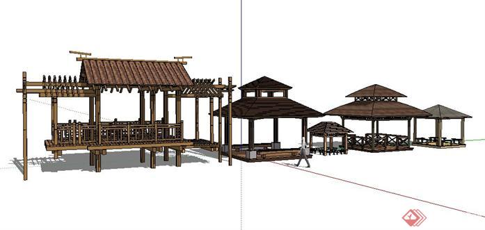 某现代乡村风格景观亭设计SketchUp(SU)3D模型