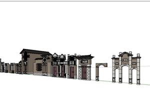 多款中式建筑设计构件SketchUp(SU(草图大师))3D模型