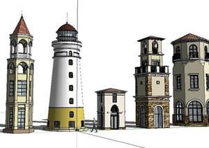 五款小区塔楼景观设计方案SketchUp(SU(草图大师))3D模型