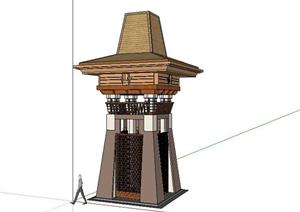 景观节点SketchUp(SU(草图大师))3D模型-塔楼模型