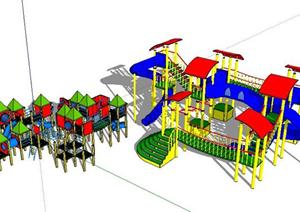 2个组合儿童游乐设施SketchUp(SU(草图大师))3D模型