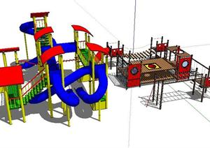 2套大型儿童游乐设施SketchUp(SU(草图大师))3D模型