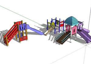 3套小型儿童游乐设施SketchUp(SU(草图大师))3D模型