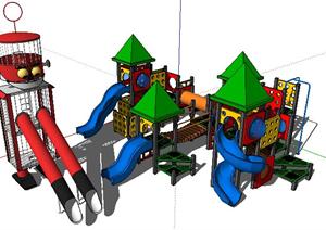 2组独特儿童游乐设施SketchUp(SU(草图大师))3D模型
