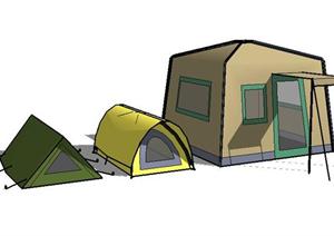 3个帐篷SketchUp(SU(草图大师))3D模型