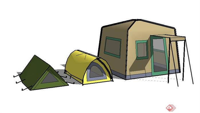 3个帐篷SketchUp(SU)3D模型