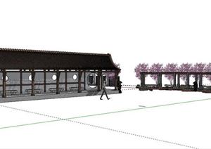 景观长廊和花架设计SketchUp(SU(草图大师))3D模型