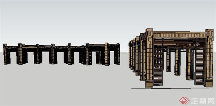 某小区廊架欧式景观设计SketchUp(SU)3D模型