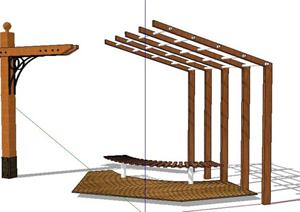两款庭院景观廊架设计SketchUp(SU(草图大师))3D模型