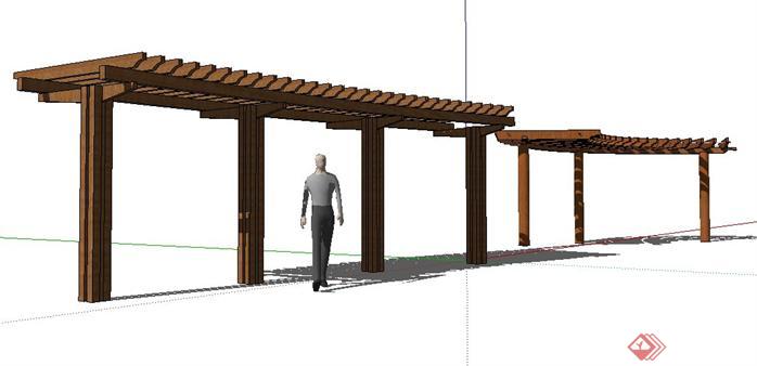 两款简约景观廊架设计SketchUp(SU)3D模型