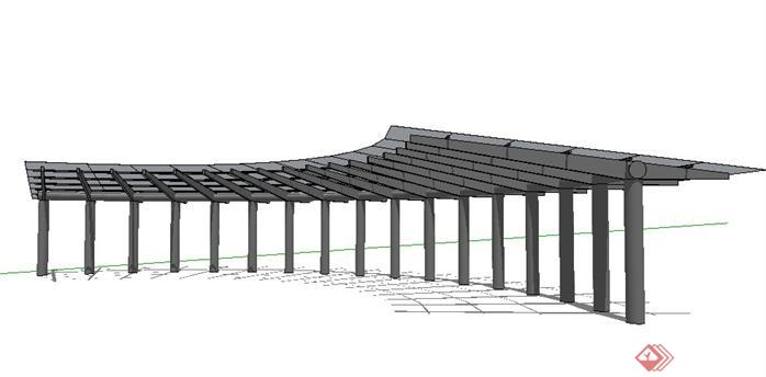 弧形现代风格廊架设计SketchUp(SU)3D模型
