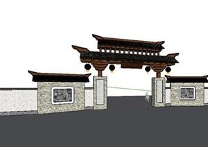 某度假山庄入口景观设计SketchUp(SU(草图大师))3D模型