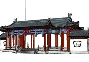 趵突泉公园入口大门古建筑设计SketchUp(SU(草图大师))3D模型