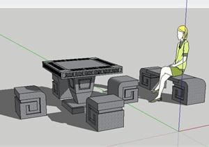 石桌凳SketchUp(SU(草图大师))3D模型
