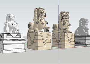 石狮景观小品SketchUp(SU(草图大师))3D模型