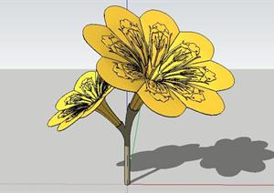 金色喇叭花景观小品SketchUp(SU(草图大师))3D模型