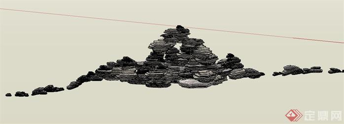 某公园一处假山设计SketchUp(SU)3D模型