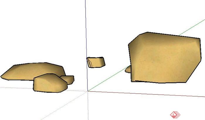 一组景观石SketchUp(SU)3D模型