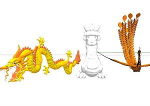 龙与凤凰雕塑景观SketchUp(SU(草图大师))3D模型
