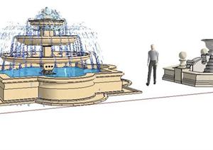 欧式水钵景观设计10SketchUp(SU(草图大师))3D模型