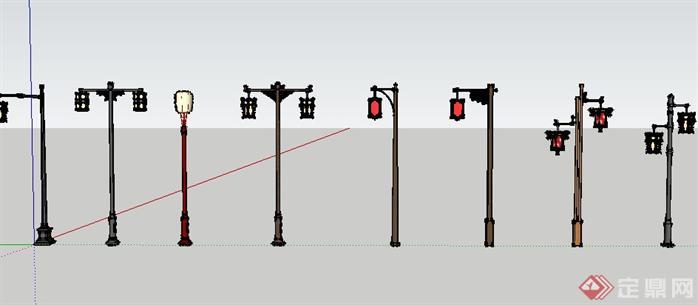 中式铁艺灯景观设计SketchUp(SU)3D模型