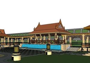 某酒店园林景观场景设计方案SketchUp(SU(草图大师))3D模型