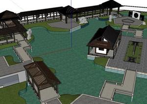 某公园水景区园林景观小场景设计方案SketchUp(SU(草图大师))3D模型