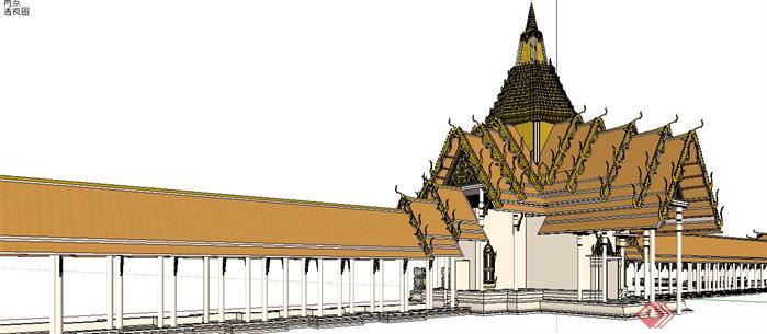 纯正东南亚风格建筑设计SketchUp(SU)3D模型