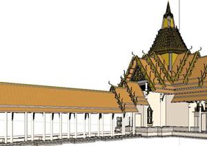纯正东南亚风格建筑设计SketchUp(SU(草图大师))3D模型