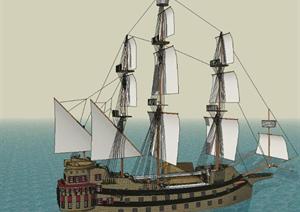 两个制作精美的帆船SketchUp(SU(草图大师))3D模型