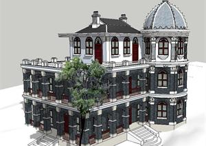贵阳民国风格别墅建筑设计SketchUp(SU(草图大师))3D模型