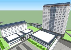 一个大型中医院建筑设计方案SketchUp(SU(草图大师))3D模型