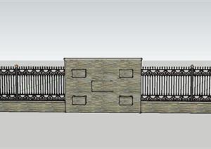 某小区铁艺景观围墙设计方案SU(草图大师)模型
