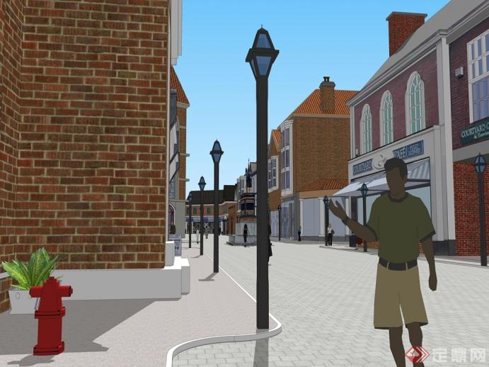 某英式商业街建筑设计SketchUp(SU)3D模型4