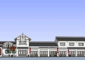 中式风格商业街建筑设计SketchUp(SU(草图大师))3D模型