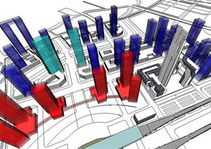 无锡惠山金融中心建筑规划设计SU(草图大师)模型