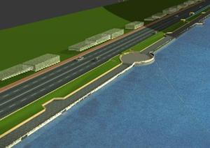 某河道滨水景观观景平台设计3d模型