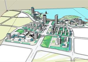 某城市区域规划设计方案SketchUp(SU(草图大师))3D模型