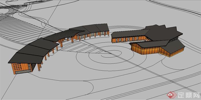 三清园游客接待中心建筑设计SketchUp(SU)3D模型2