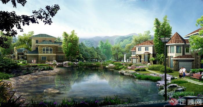 某别墅花园水景景观设计PSD效果图