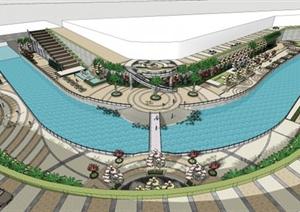 滨水商业街园林景观设计SU(草图大师)模型