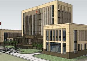 一个地级市检察院建筑SU(草图大师)精致设计模型