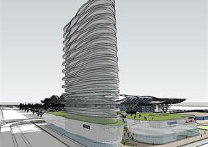 城市西客运广场建筑SU(草图大师)精致设计模型