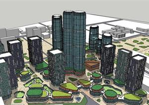 城市商务中心建筑SU(草图大师)精致设计模型